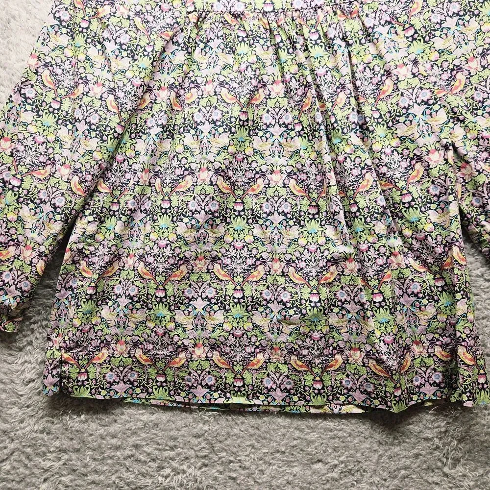 Liberty Art Fabrics J Crew Colorful Bird Blouse Wide Sleeve Womens Size 2 Spring